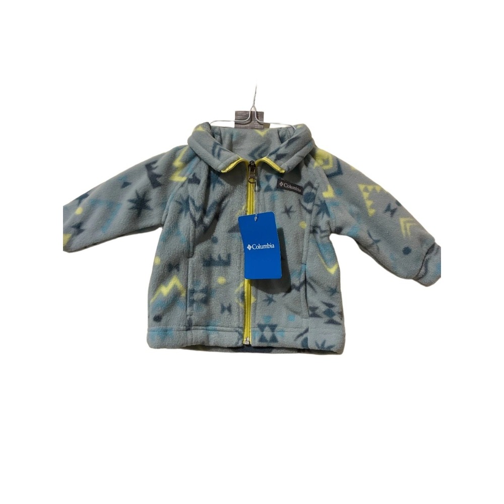 Columbia Benton Springs II Printed Fleece Jacket Gray Blue Yellow Youth 6/12M‎